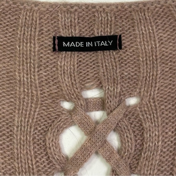 MADE IN ITALY Artsy Minimalist Lagenlook Mohair Wool Blend Ribbed Open Cardigan - Picture 12 of 14